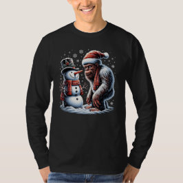ビッグフートサンタ雪だるまクリスマスクリスマス Tシャツ