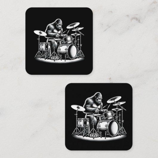 ビッグフートドラマー遊サスカッチズドラムミュージシャンB スクエア名刺 (正面/裏面)
