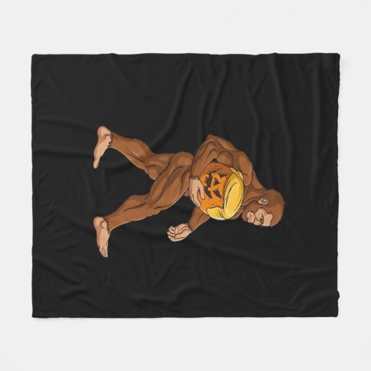 ビッグフートハロウィーントランプキンパンプキンクラシック フリースブランケット (正面(横))