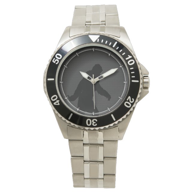 ビッグフートブラックシルエット炭素繊維スタイル 腕時計 (正面)