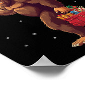 ビッグフートメリークリスマスツリーライトサスカッチクリスマス ポスター (角)