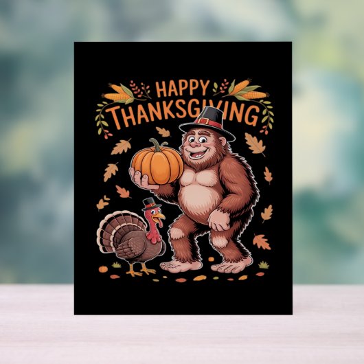 ビッグフートルカボンプキンサンクスギビングクラシックデイT- アクリルサイン (ニュートラル)