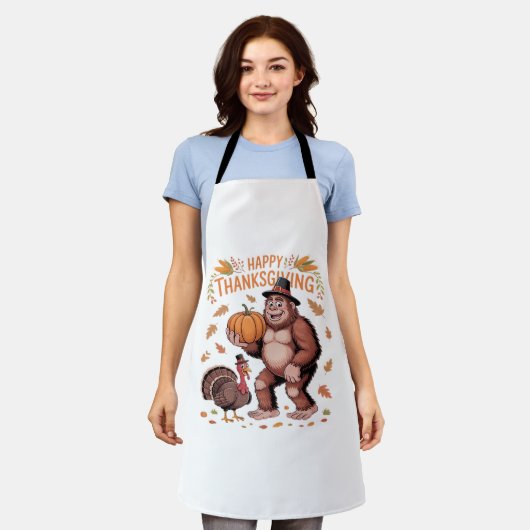 ビッグフートルカボンプキンサンクスギビングクラシックデイT- エプロン (着用した状態)