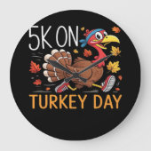 ビッグフートルカボンプキンサンクスギビングクラシックデイT- ラージ壁時計 (正面)