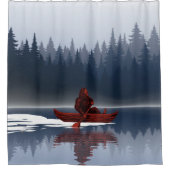 ビッグフートレイクカヌワイルダネスパインフォレストキャンプ シャワーカーテン (正面)