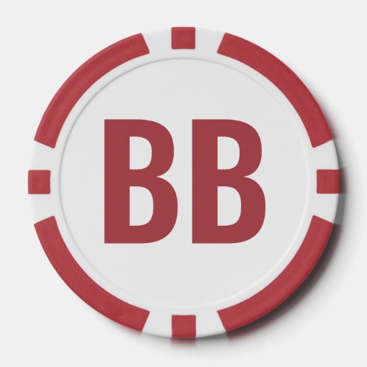 ビッグブラインド BB シンプル 赤 白 テキスト ポーカー チップ (正面)