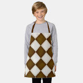 ビッグブラウン&アンティークホワイトダイヤモンドスモール エプロン (着用した状態)