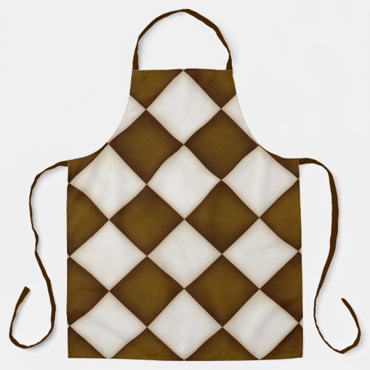 ビッグブラウン&アンティークホワイトダイヤモンドラージ エプロン (正面)
