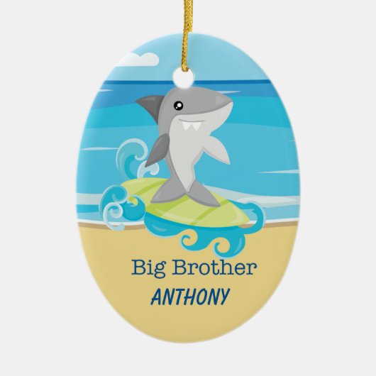 ビッグブラザーシャークサーフィンオーナメント セラミックオーナメント (正面)