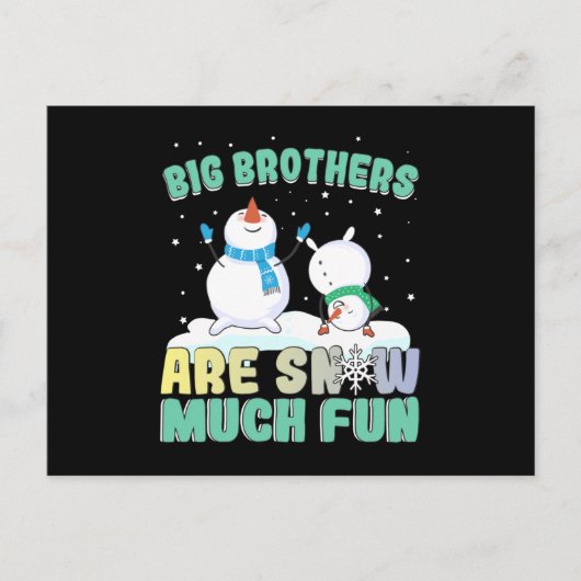 ビッグブラザーズは雪の多くのおもしろい – 休日雪だるま ポストカード (正面)