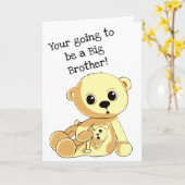 ビッグブラザーテディベアパーソナライズされたグリーティングカード カード (黄色い花)