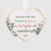 ビッグブラザーリトルシスターフォトフレームカスタム金ゴールド オーナメント (裏面)