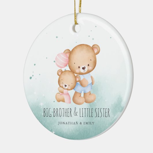ビッグブラザーリトルシスター兄弟姉妹初めてのクリスマス セラミックオーナメント (左)