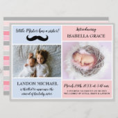 ビッグブラザー兄弟姉妹ベビーガール誕生のお知らせ 招待状 (正面/裏面)