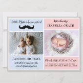 ビッグブラザー兄弟姉妹ベビーガール誕生のお知らせ 招待状 (正面)