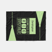 ビッグブラザー名前をカスタムするブラックグリーン フリースブランケット (正面(横))