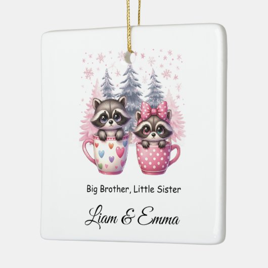 ビッグブラザー妹アライグマのクリスマス セラミックオーナメント (左)