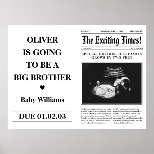 ビッグブラザー発表新聞のフォールド ポスター (正面)