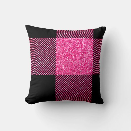 ビッグブラックとホットピフェイクンクグリッターバッファロープレイド クッション (正面)