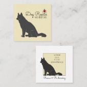 ビッグブラックドッグイラストレーション救助及びアドオプション スクエア名刺 (正面/裏面)