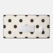 ビッグブラック水玉模様オンアンティークホワイト動揺して デスクマット (キーボード&マウス)