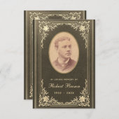 ビッグブラック金ゴールド写真葬儀記念祈りの言葉カード 招待状 (正面/裏面)