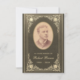 ビッグブラック金ゴールド写真葬儀記念祈りの言葉カード 招待状