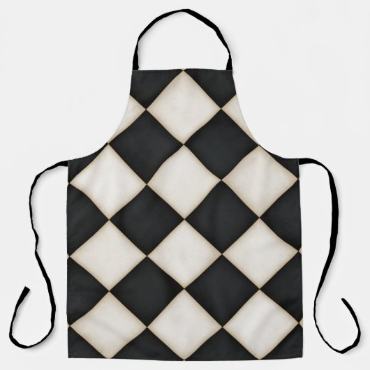 ビッグブラック&アンティークホワイトダイヤモンドラージ エプロン (正面)