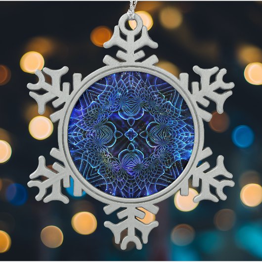 ビッグブルーの電気銀河幾何学 スノーフレークピューターオーナメント