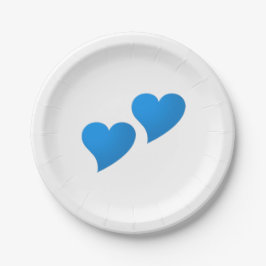 ビッグブルーハートパターン白ベビーシャワーパーティー ペーパープレート