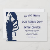 ビッグブルーロブスター彼の誕生日パーティーの招待 招待状 (正面)