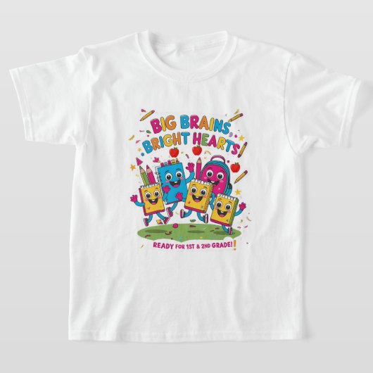 ビッグブレインズ、明るいハート – 第1および第2グレードのバックト Tシャツ (レイダウン)