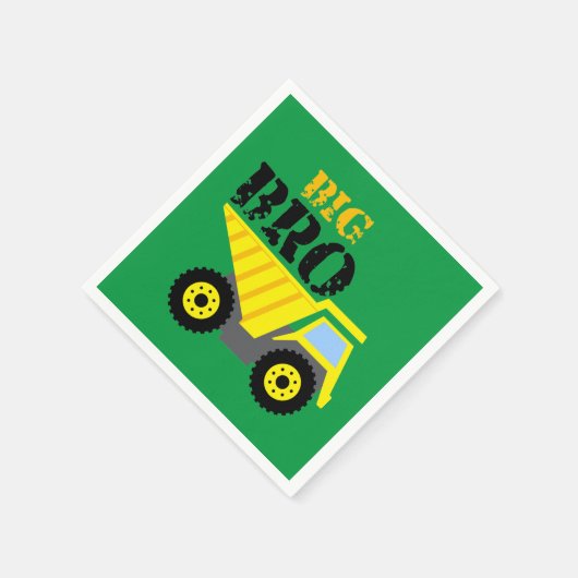 ビッグブロ建築イエローダンプトラック スタンダードカクテルナプキン (角)