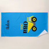 ビッグブロ建築イエローダンプトラック ビーチタオル (正面)