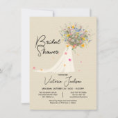 ビッグブーケ結婚のドレスブライダルシャワー 招待状 (正面)