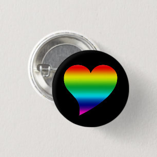 ビッグプライドlgbtqレインボーカラーハート,愛,黒 缶バッジ