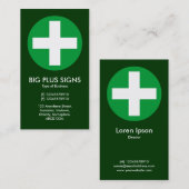 ビッグプラスシンボルや象徴グリーン – ダークグリーン 名刺 (正面/裏面)