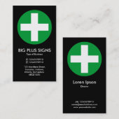 ビッグプラスシンボルや象徴グリーン – ブラック 名刺 (正面/裏面)