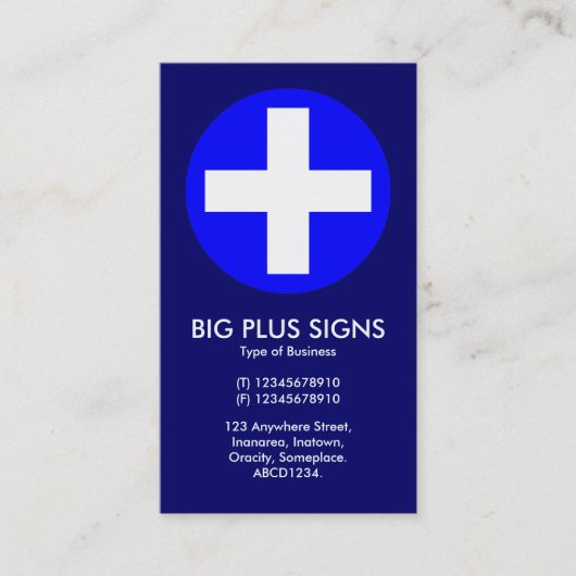 ビッグプラスシンボルや象徴ブルー – ダークブルー 名刺 (正面)