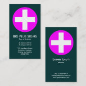 ビッグプラスシンボルや象徴マゼンタ – 濃いティール（緑がかった色）緑 名刺 (正面/裏面)