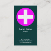 ビッグプラスシンボルや象徴マゼンタ – 濃いティール（緑がかった色）緑 名刺 (裏面)