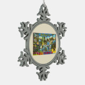 ビッグベアーレイクカリフォルニアCAラージレター葉書 スノーフレークピューターオーナメント (左)