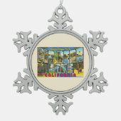 ビッグベアーレイクカリフォルニアCAラージレター葉書 スノーフレークピューターオーナメント (正面)