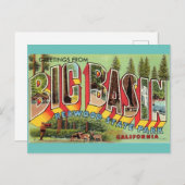 ビッグベイスンカリフォルニアのヴィンテージアートからの挨拶 ポストカード (正面/裏面)