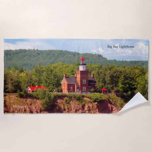 ビッグベイライトハウス水ビーチタオル ビーチタオル (正面)