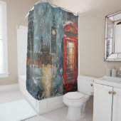 ビッグベンとレッドフォンのブース シャワーカーテン (インサイチュ)
