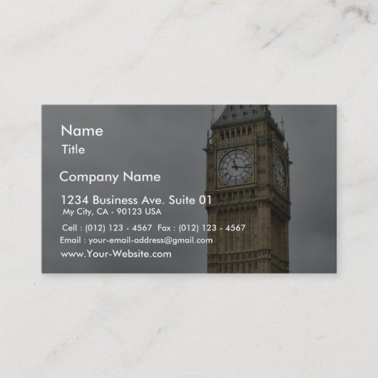 ビッグベンとロンドンの議会議院 名刺 (正面)