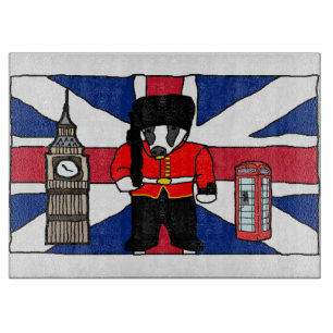 ビッグベンと国旗を持つ英国のアナグマ漫画 カッティングボード