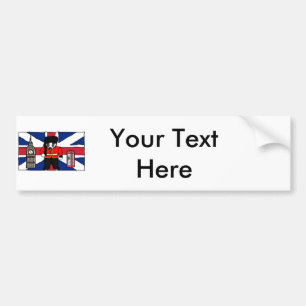 ビッグベンと国旗を持つ英国のアナグマ漫画 バンパーステッカー