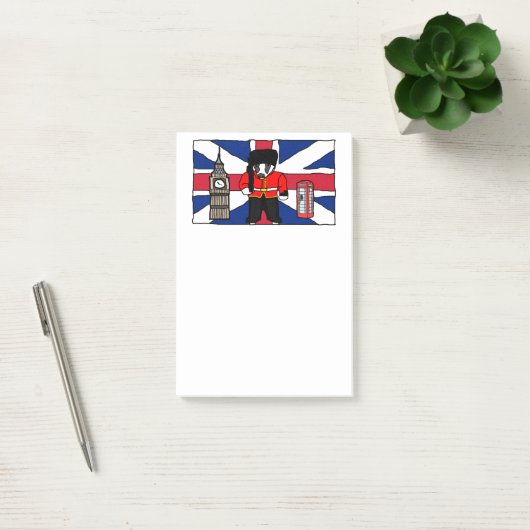 ビッグベンと国旗を持つ英国のアナグマ漫画 ポストイット (オフィス)
